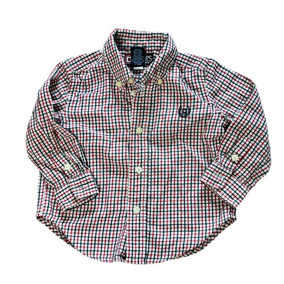 Chaps Flannel‎ White Check Button Up Shirt 18 months Babycore Casual Fall - Picture 1 of 7